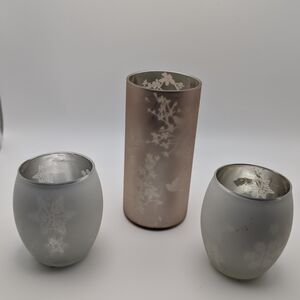 Yankee Candle 3 Piece Votive Candle Holder Lot Bronze & Silver  Read Description